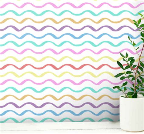 Rainbow Wave Pattern Hallway And Stairs Wallpaper Tenstickers