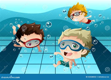 Enfant Piscine Clipart Kids Going To The Swimming Pool Vector Free