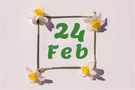 February 24th Day 24 Of Month Calendar Date Frame From Flowers Of A