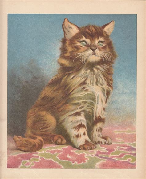 Victorian Cat Antique Cat Lithograph Art Print 1892 Etsy Cat Art