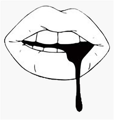 Mouth And Tongue Clipart Black And White Easy Dripping Lips Drawing