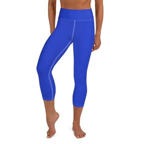 Solid Blue Capris Yoga Tights Best Blue Color Womens Best Yoga Capri