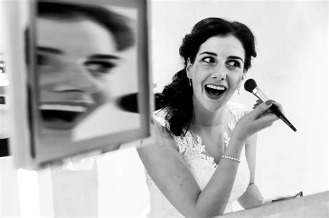 Creative Mirror Reflection Bride Putting On Make Up Photo By Fotobelle