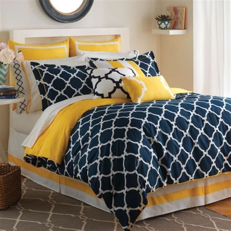 Navy And Yellow Bedroom