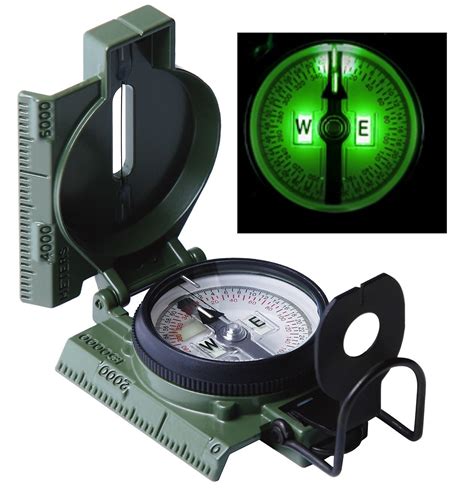 Gi Phosphorescent Lensatic Military Compass Od Glow In Dark Us Made