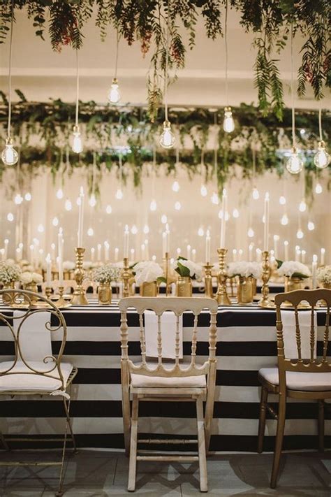 Chic Wedding Reception Ideas With Hanging Lights Emmalovesweddings