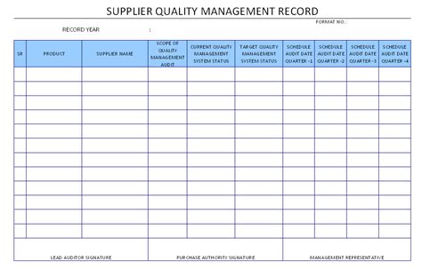 Supplier Quality Management Record