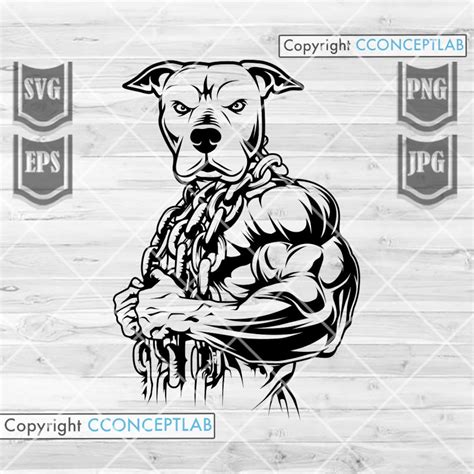 Pitbull Body Builder Svg Wild Dog Cut File Strong Build Animal Clipart