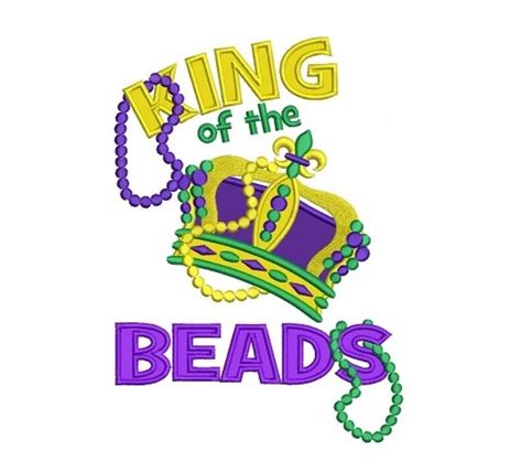 King Of Beads Crown Mardi Gras Applique Machine Embroidery Etsy