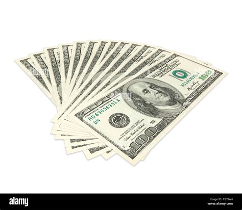 Money Hundreds Of Dollars Dollar Bills Spread On White Background