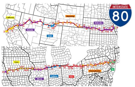 80 Cities On Interstate 80 A Dots On A Map Quiz By Purplebackpack89