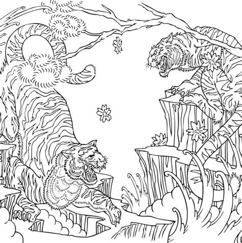 Coloriage Conflit Des Tigres Dessin Gratuit Imprimer