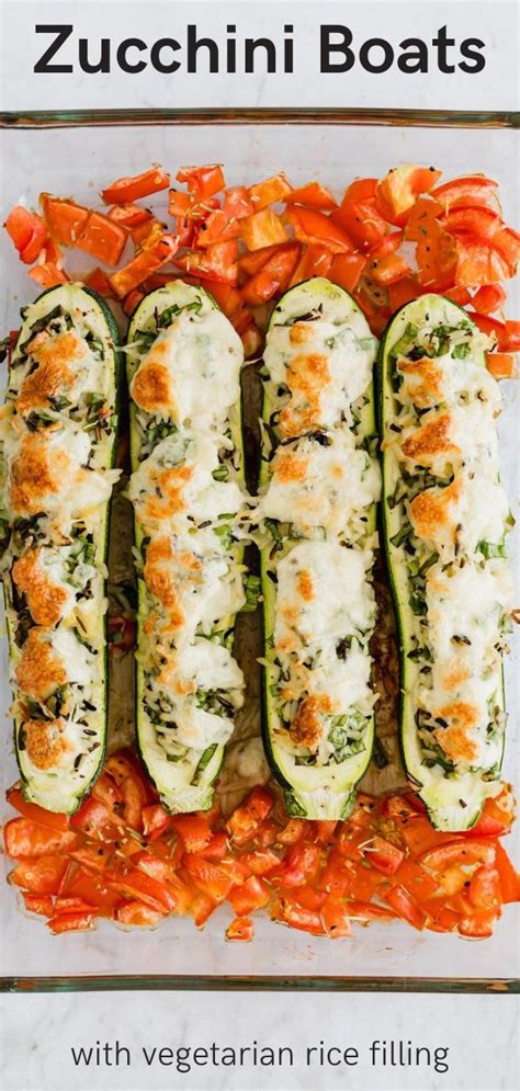 Healthy And Delicious Vegetarian Stuffed Zucchini Boats With Rice