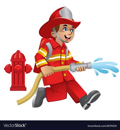 Cute Cartoon Firefighter Royalty Free Vector Image