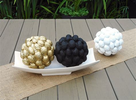 Decorative Spheres Big Orbs Set Of Three Balls Gold Black Etsy
