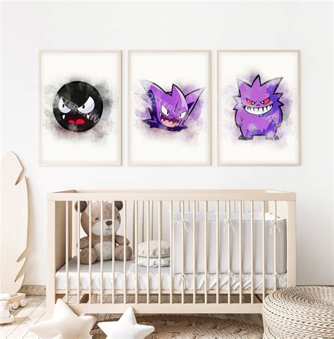 Pokemons Wall Art Gengar Evolution Haunter Gastly Pokemons T Wall Decor Nursery Prints