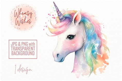 Watercolor Pastel Unicorn Grafica Di Whimsyandwishes · Creative Fabrica
