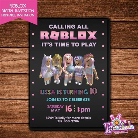 Roblox Girl Birthday Invitation Download Pdf Digital Printable Etsy