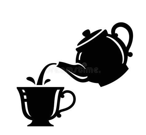 Silhueta De ícone Do Bule De Chá Bebendo água Quente Em Xícara