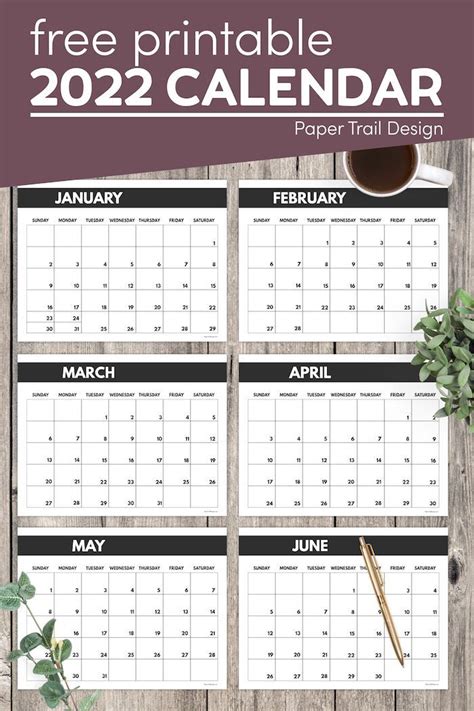 2022 Free Monthly Calendar Templates Paper Trail Design In 2021