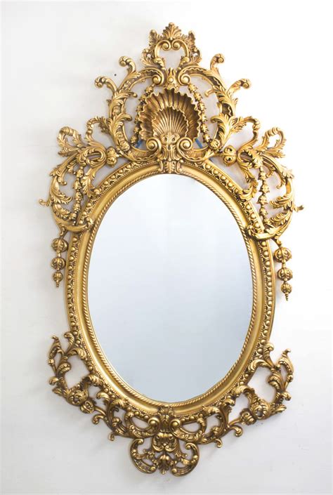 Italian Rococo Gilded Oval Mirror Giltwood