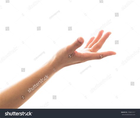 Isolated Female Beautiful Empty Open Human Hand With Palm Raised Upward