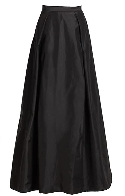 Black Taffeta Maxi Skirt With Inverted Pleats Elizabeths Custom Skirts
