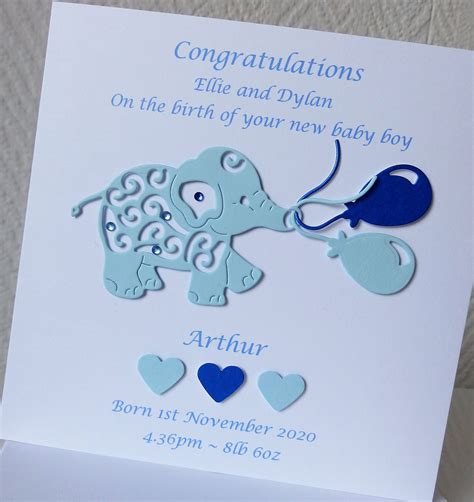 New Baby Boy Card Personalised Birth Keepsake Handmade Birth Etsy Uk