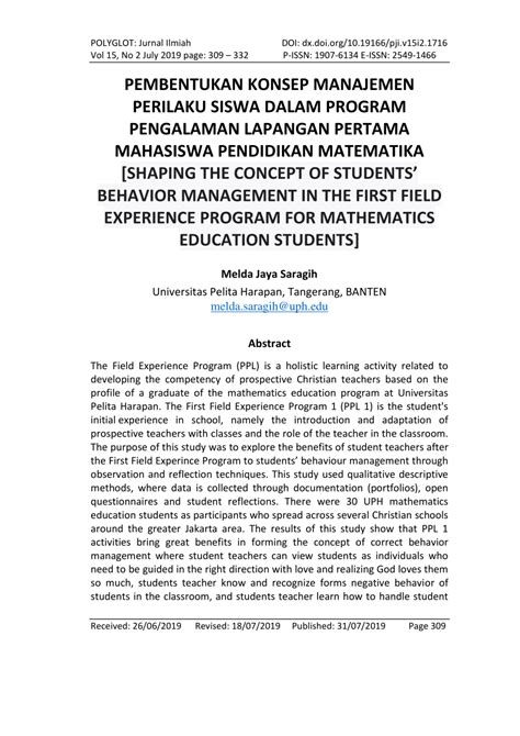 Any opinions, discussions, views and recommendations expressed in the article are solely those of the authors and are not of jmtt, its. Jurnal Pdf Ttg Manajemen Kelas - Pengelolaan Kelas Dalam ...