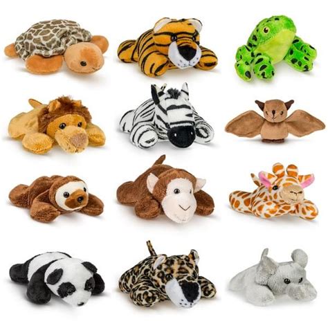 Bulk 12 Pack Jungle Safari 4 Inch Stuffed Animals Variety Of Zoo