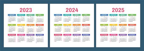 Calendar 2023 2024 And 2025 Years Square Vector Calender Design