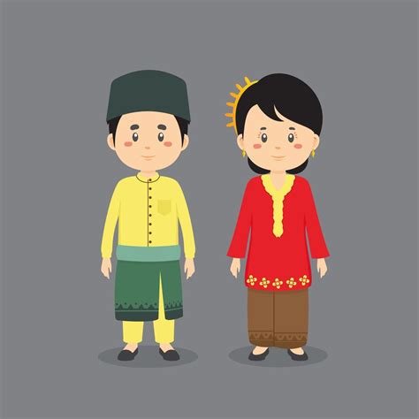 Malaysia Traditional Costume Cartoon