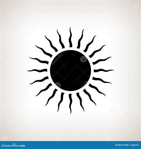 Silhouette Sun With Rays On A Light Background Stock Vector