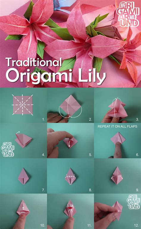 How To Fold A Traditional Origami Lily Patreon Origami Lily Easy Origami Flower Paper