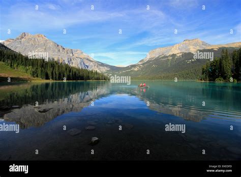 Mountains Reflected In Emerald Lake Yoho National Park British