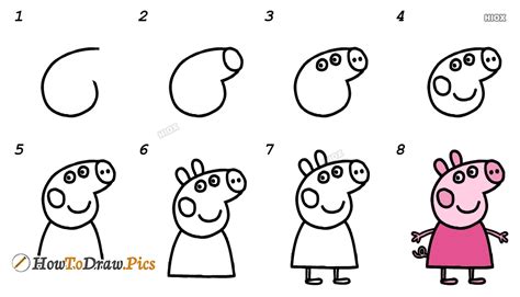 How To Draw Peppa Pig From Peppa Pig Printable Step By Step Drawing