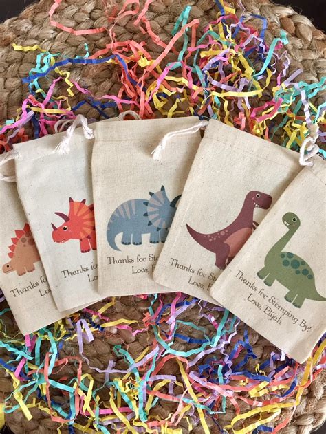 Set Of 10 Dinosaur Party Favor Bags Personalized Favors Item 1664a