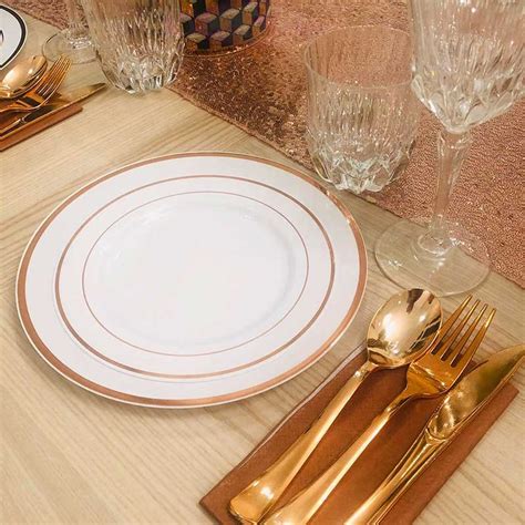 Assiettes Blanches Liser Rose Gold Cm En Plastique Drag Es Anahita