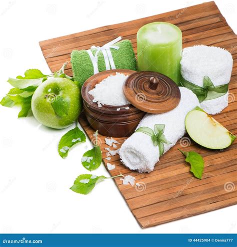 Spa Composition with Green Apple Stock Photo - Image of natural, white