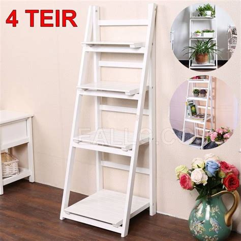 Wash Ladder Shelf Folding Book Shelves Display Unit Free Standing 4
