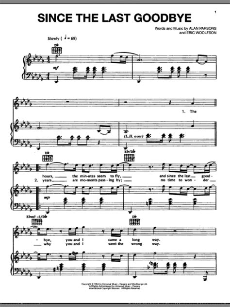 Since The Last Goodbye Sheet Music For Voice Piano Or Guitar