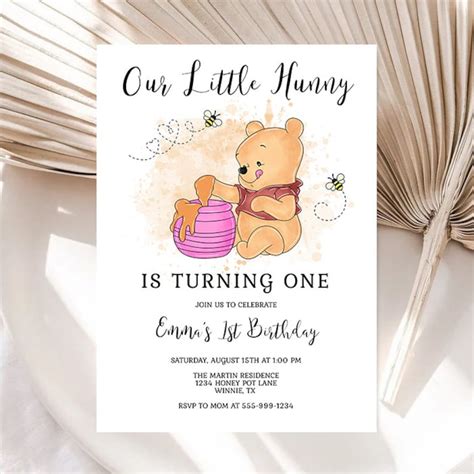 Our Little Hunny Is Turning One 1st Birthday Invitation Etsy