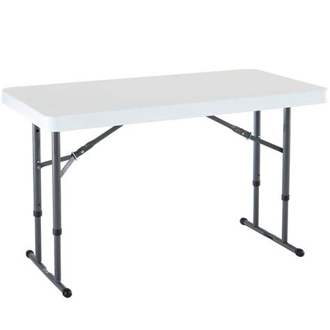 Outdoor Folding Table Adjustable Height White Portable Camp Kids Adult