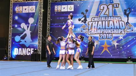 group of cheerleaders in during 21th cheerleading thailand championships 2016 stock video