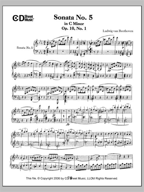 Sonata No 5 In C Minor Op 10 No 1 Noten Ludwig Van Beethoven