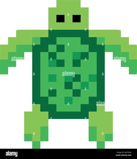 Turtle Or Tortoise Pixel Art Vector Illustration Of Baby Turtle Pixel