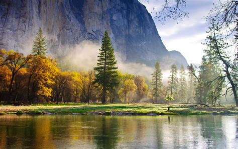 Wallpaper Nature Morning Scenery Forest Mountains Lake Mist