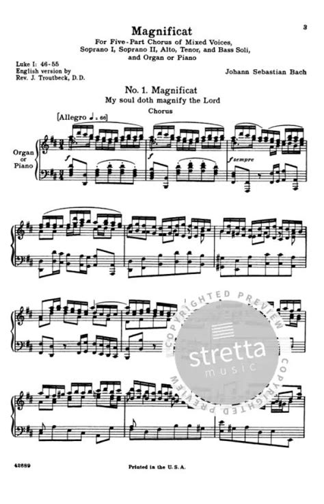 Magnificat From Johann Sebastian Bach Buy Now In The Stretta Sheet