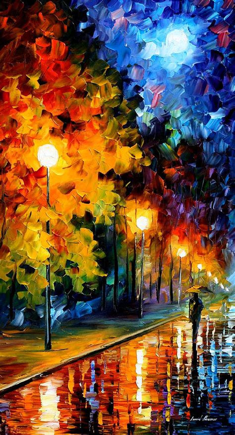 Blue Moon Palette Knife Modern Fine Art Landscape Oil Painting On Canvas By Leonid Afremov