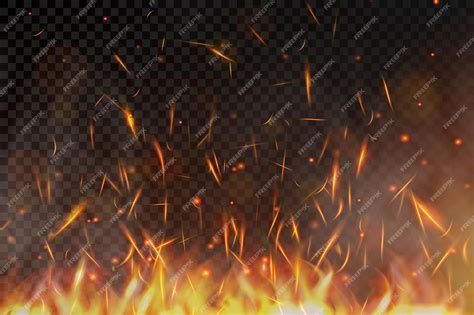 Premium Vector Fire Fire Sparks Flying Up On Transparent Background